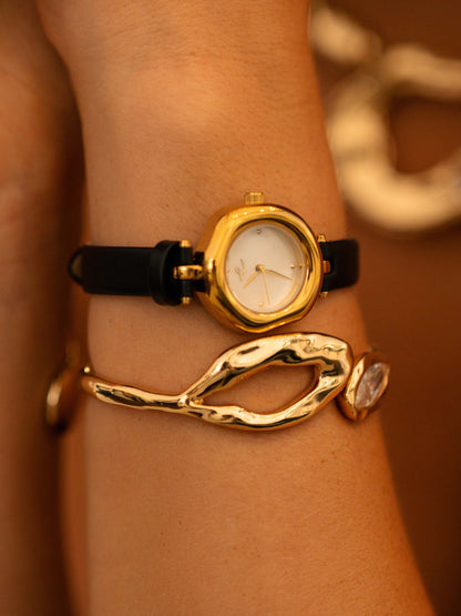 Molten Marquise Cuff - Clear Crystal with 18k Gold Plating | Ettika