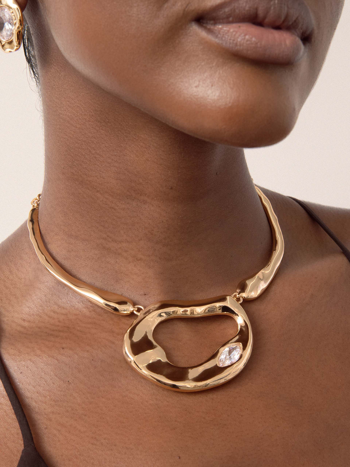 Molten Marquise Necklace - Clear Crystal with 18k Gold Plating | Ettika