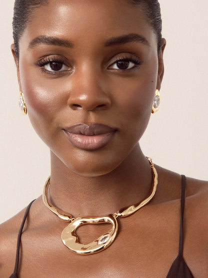 Molten Marquise Necklace - Clear Crystal with 18k Gold Plating | Ettika