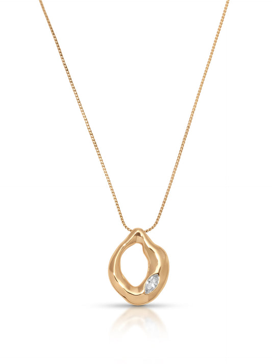 Molten Marquise Pendant Necklace - Clear Crystal with 18k Gold Plating | Ettika