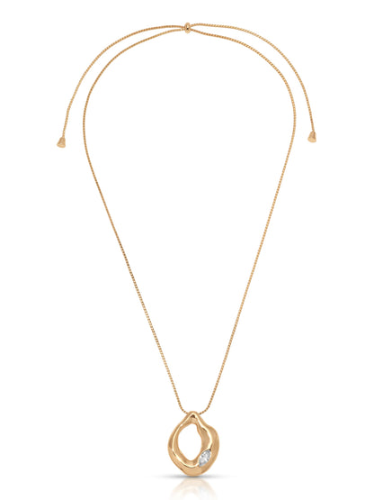 Molten Marquise Pendant Necklace - Clear Crystal with 18k Gold Plating | Ettika