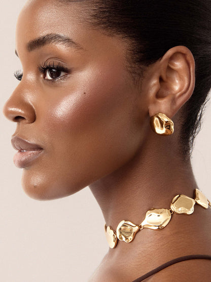 Molten Button Studs - 18k Gold Plated | Ettika