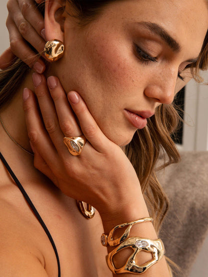 Molten Button Studs - 18k Gold Plated | Ettika