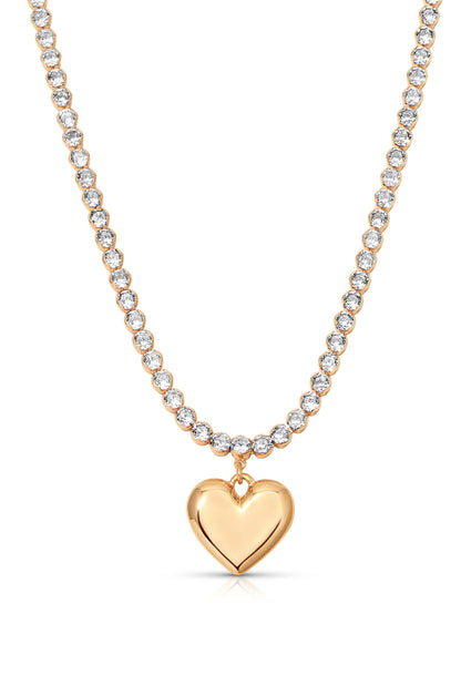 Luminous Love Tennis Necklace - Clear Crystal with 18k Gold Plating | Ettika