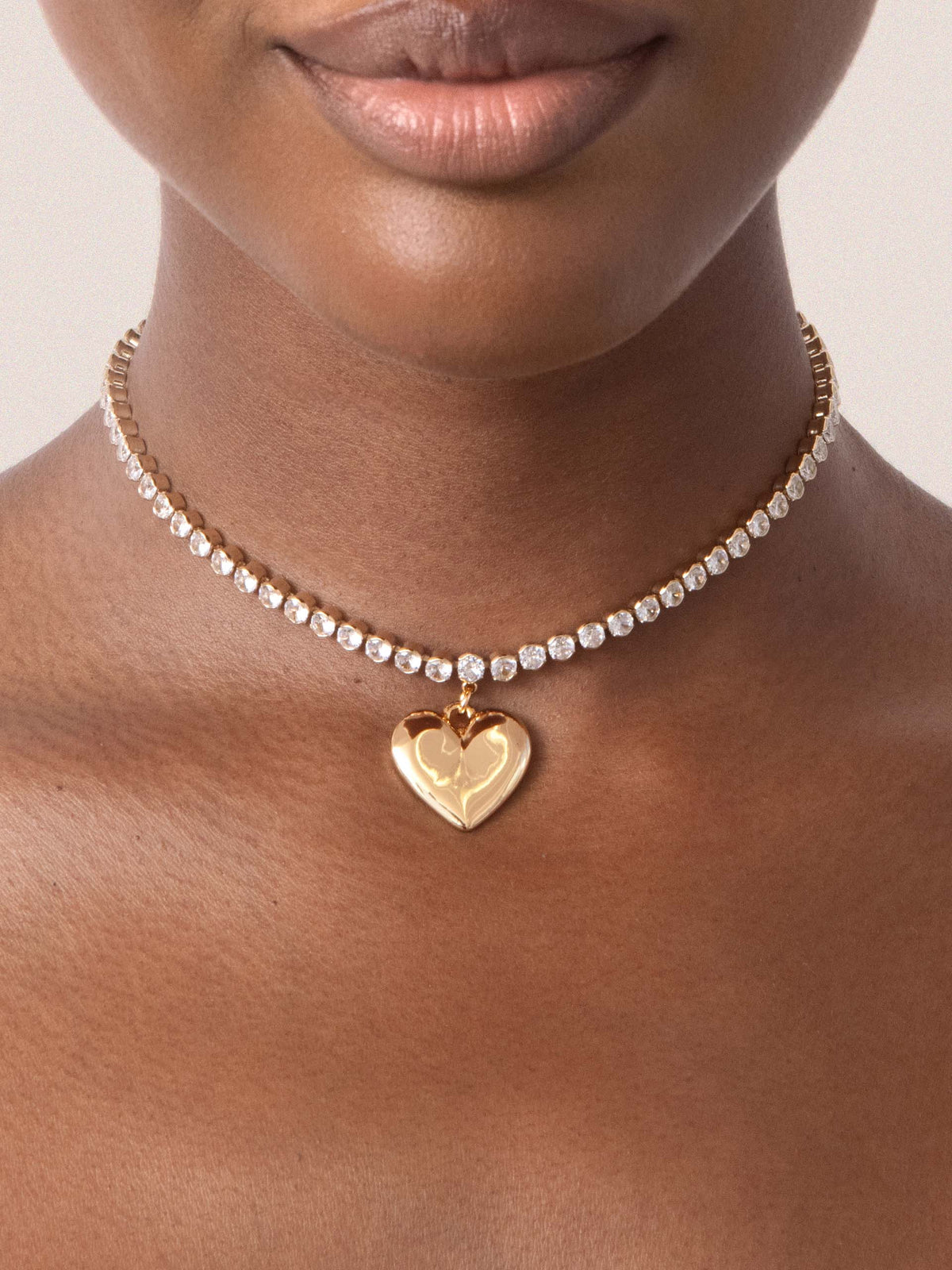 Luminous Love Tennis Necklace - Clear Crystal with 18k Gold Plating | Ettika