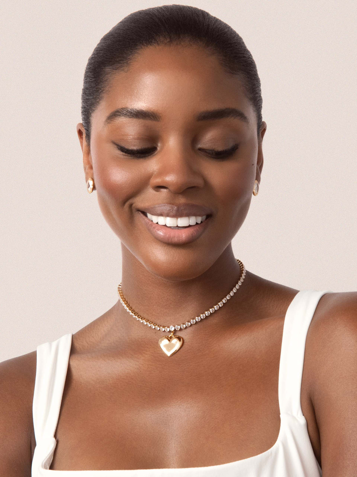 Luminous Love Tennis Necklace - Clear Crystal with 18k Gold Plating | Ettika