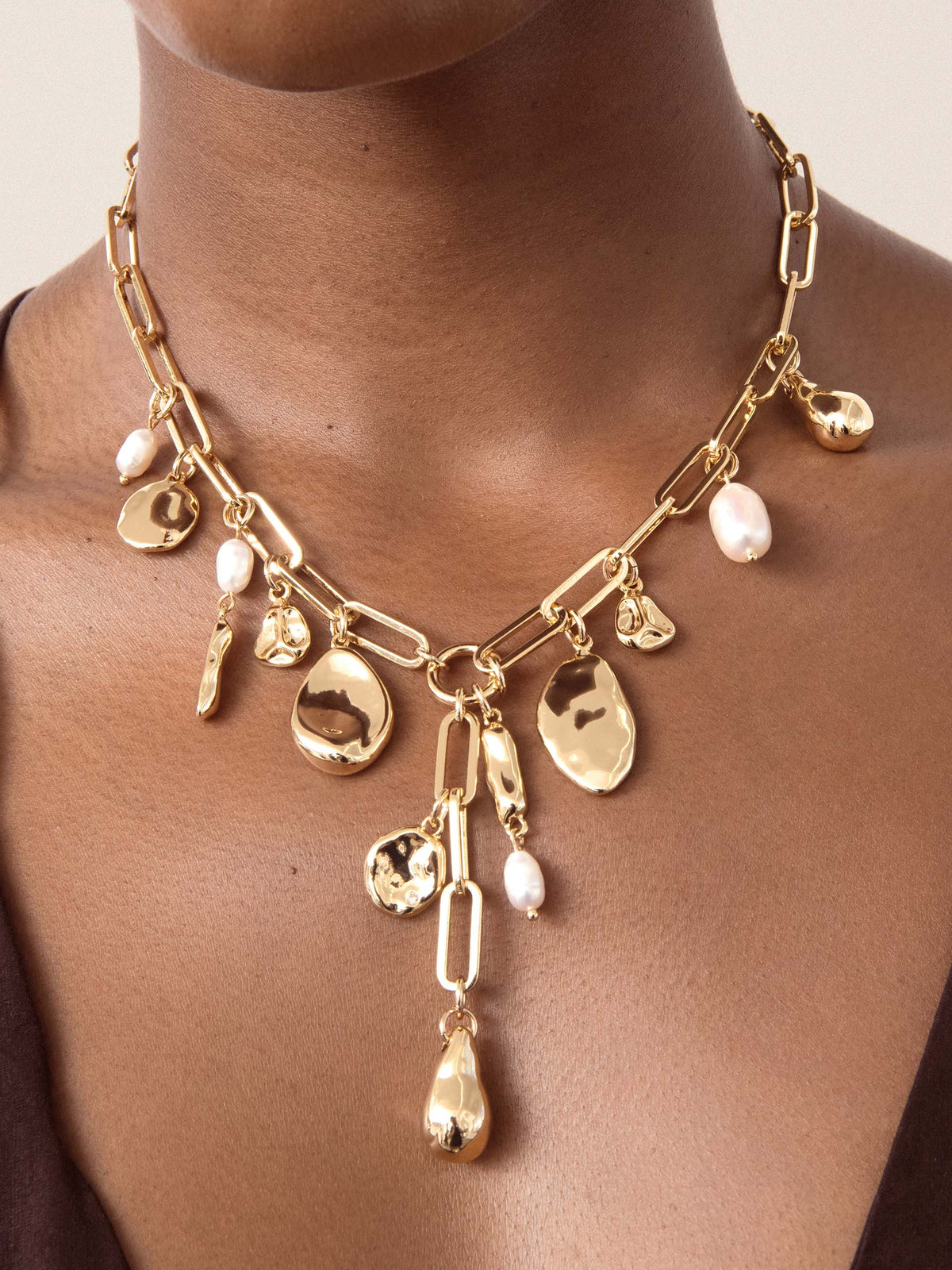 Melting Metal Charm Lariat - 18k Gold Plated | Ettika