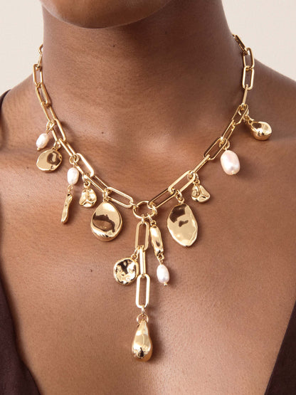 Melting Metal Charm Lariat - 18k Gold Plated | Ettika