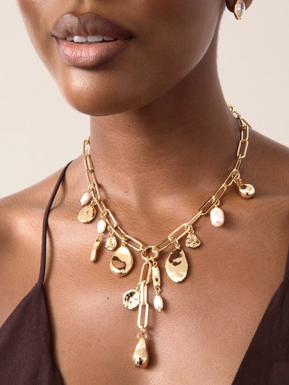 Melting Metal Charm Lariat - 18k Gold Plated | Ettika