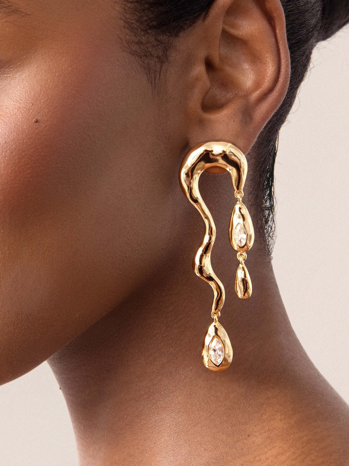 Melting Metal Dangle Earrings - 18k Gold Plated | Ettika
