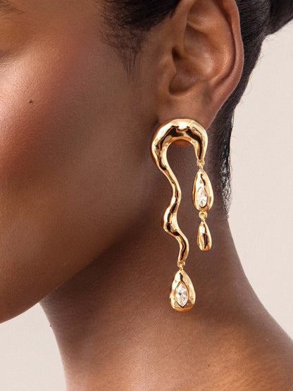 Melting Metal Dangle Earrings - 18k Gold Plated | Ettika