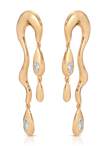Melting Metal Dangle Earrings - 18k Gold Plated | Ettika