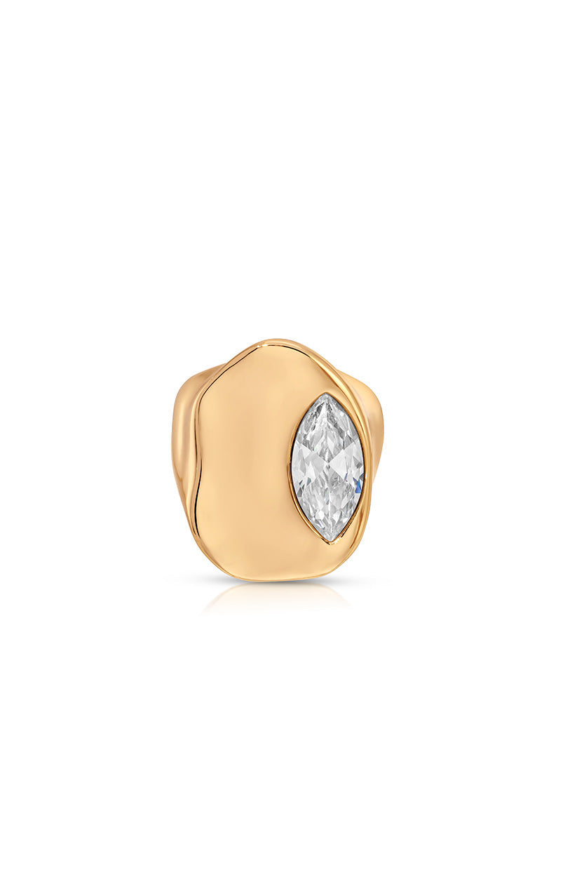 Liquid Crystal Statement Ring - Clear Crystal with 18k Gold Plating | Ettika