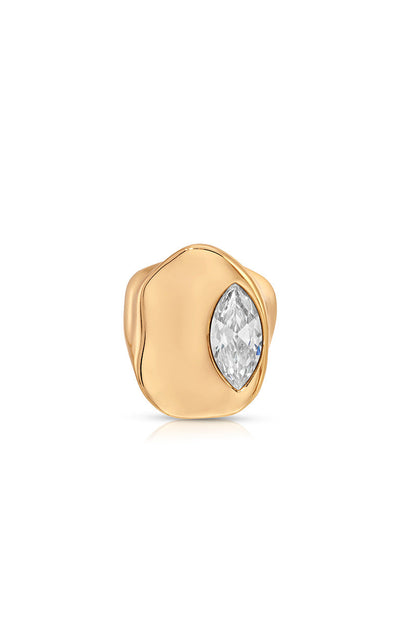 Liquid Crystal Statement Ring - Clear Crystal with 18k Gold Plating | Ettika