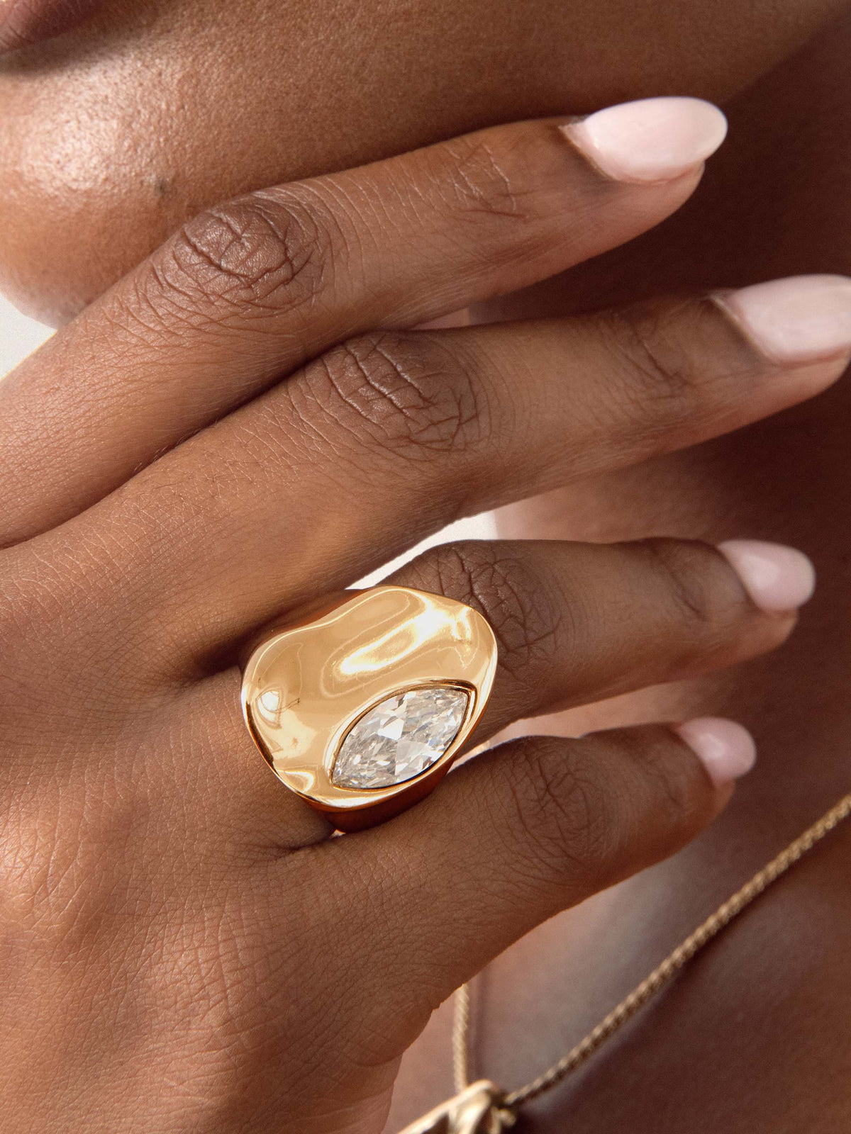 Liquid Crystal Statement Ring - Clear Crystal with 18k Gold Plating | Ettika