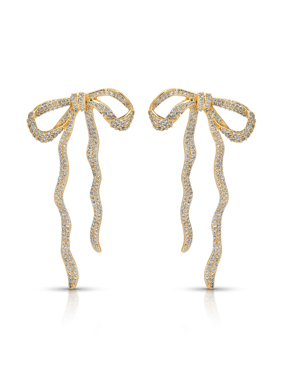 Pave Bow Earrings - Clear Crystal with 18k Gold Plating | Ettika