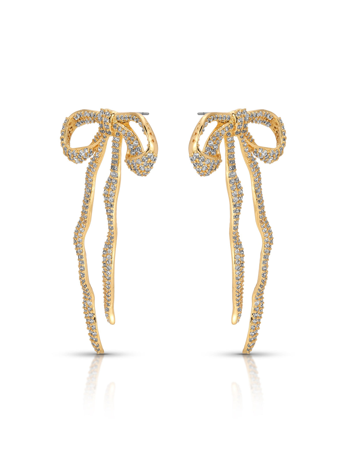 Pave Bow Earrings - Clear Crystal with 18k Gold Plating | Ettika