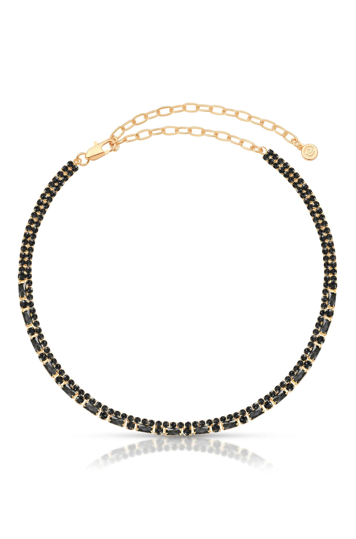 Dainty Crystal Strands Choker - Black Crystal with 18k Gold Plating | Ettika