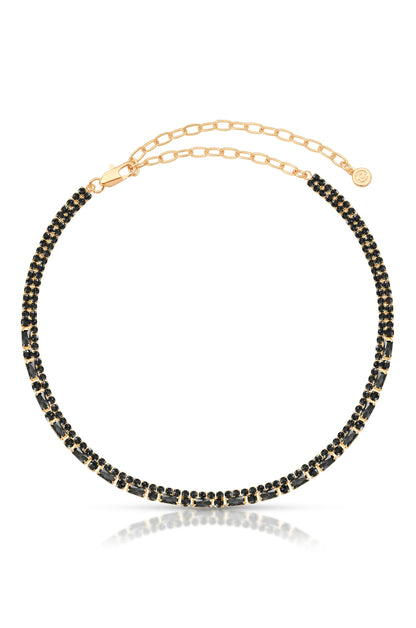 Dainty Crystal Strands Choker - Black Crystal with 18k Gold Plating | Ettika