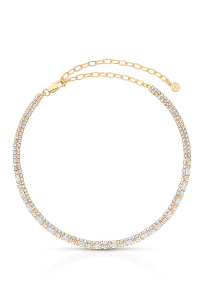 Dainty Crystal Strands Choker - Black Crystal with 18k Gold Plating | Ettika
