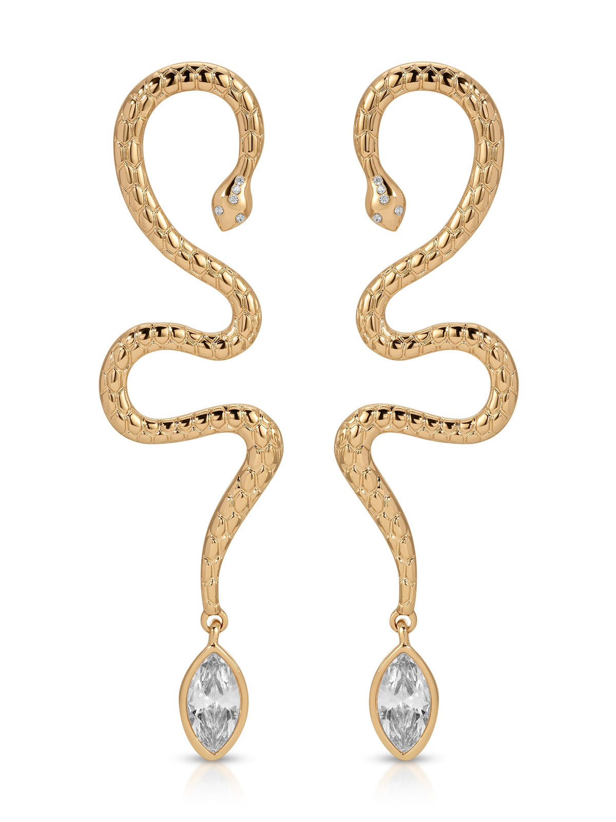Serpentina Statement Snake Earring - Clear Crystal with 18k Gold Plating | Ettika