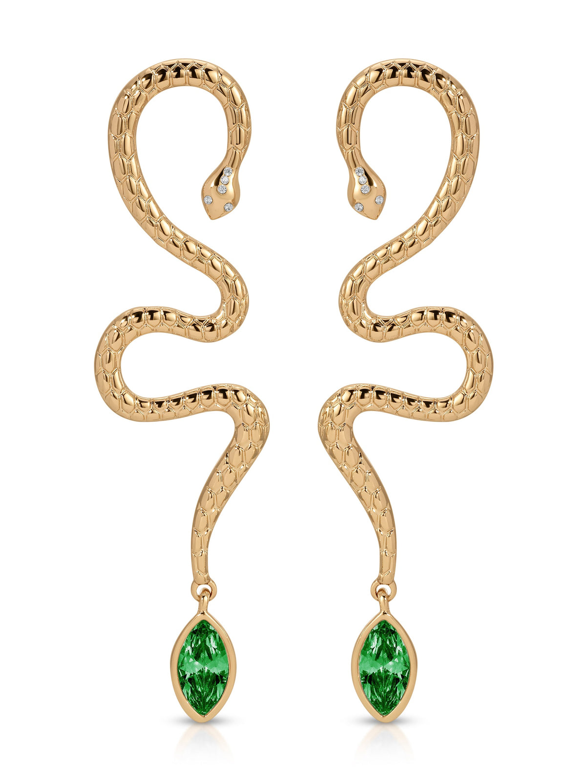 Serpentina Statement Snake Earring - Clear Crystal with 18k Gold Plating | Ettika