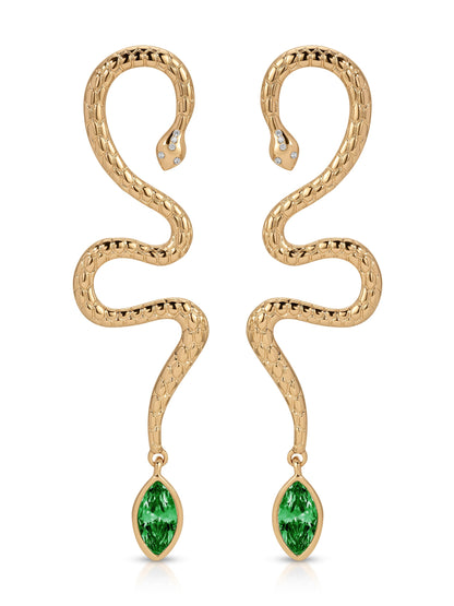 Serpentina Statement Snake Earring - Clear Crystal with 18k Gold Plating | Ettika