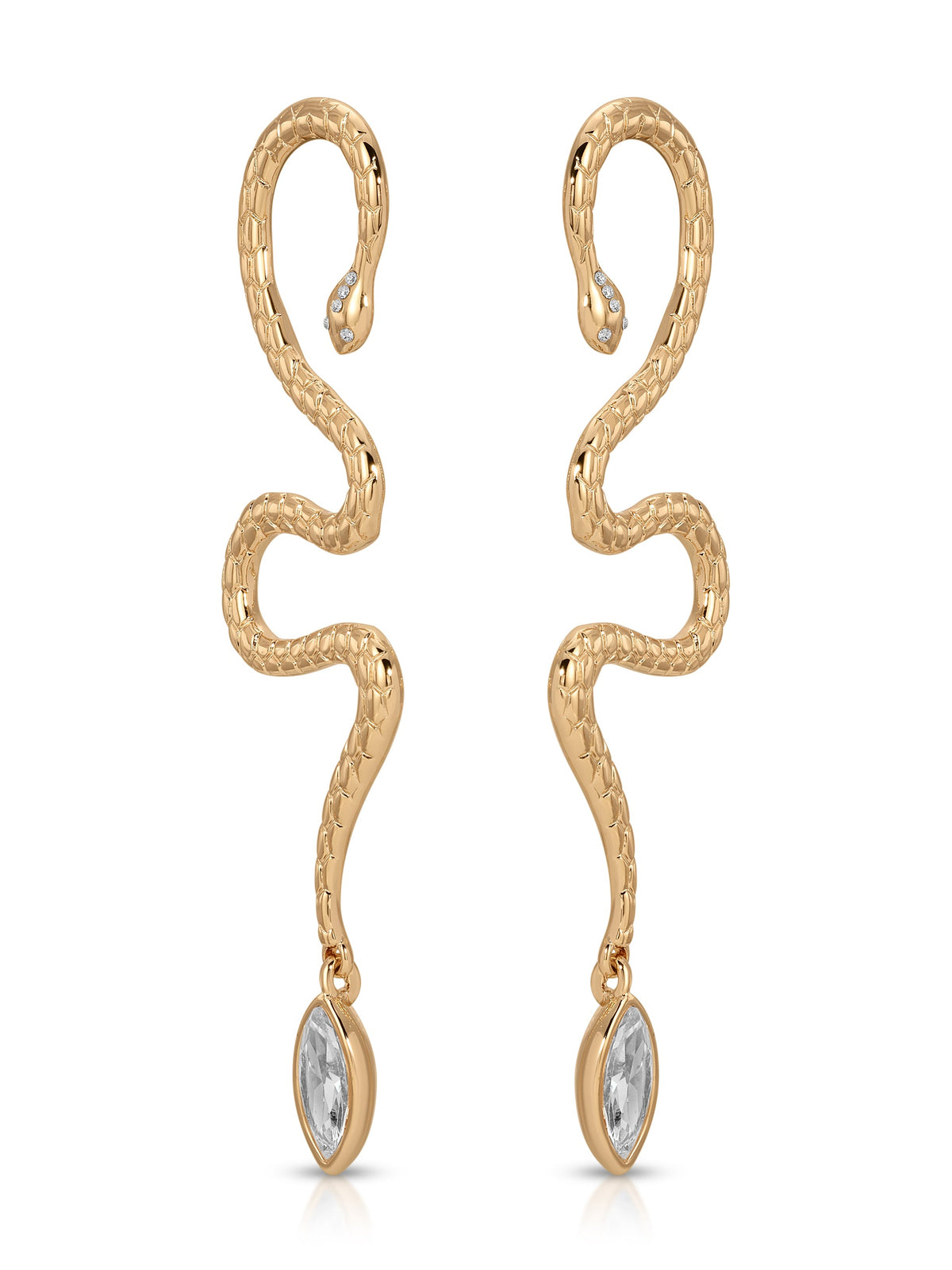 Serpentina Statement Snake Earring - Clear Crystal with 18k Gold Plating | Ettika