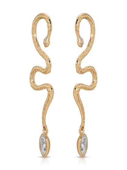 Serpentina Statement Snake Earring - Clear Crystal with 18k Gold Plating | Ettika