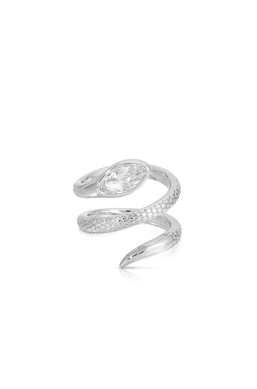 Marquise Coiled Snake Ring - Black Crystal with 18k Gold Plating | Ettika