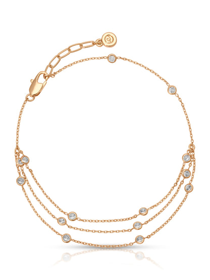 Fine Details Crystal Anklet - Black Crystal with 18k Gold Plating | Ettika