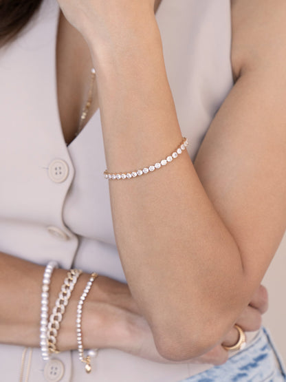 Crystal Chain Tennis Bracelet - Black Crystal with 18k Gold Plating | Ettika