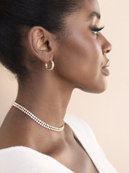 Two Rows of Crystal Sparkle Choker - Black Crystal with 18k Gold Plating | Ettika