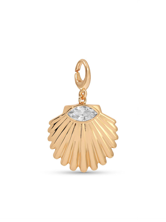 Shell Charm - Clear Crystal with 18k Gold Plating | Ettika