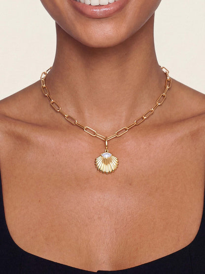 Shell Charm - Clear Crystal with 18k Gold Plating | Ettika