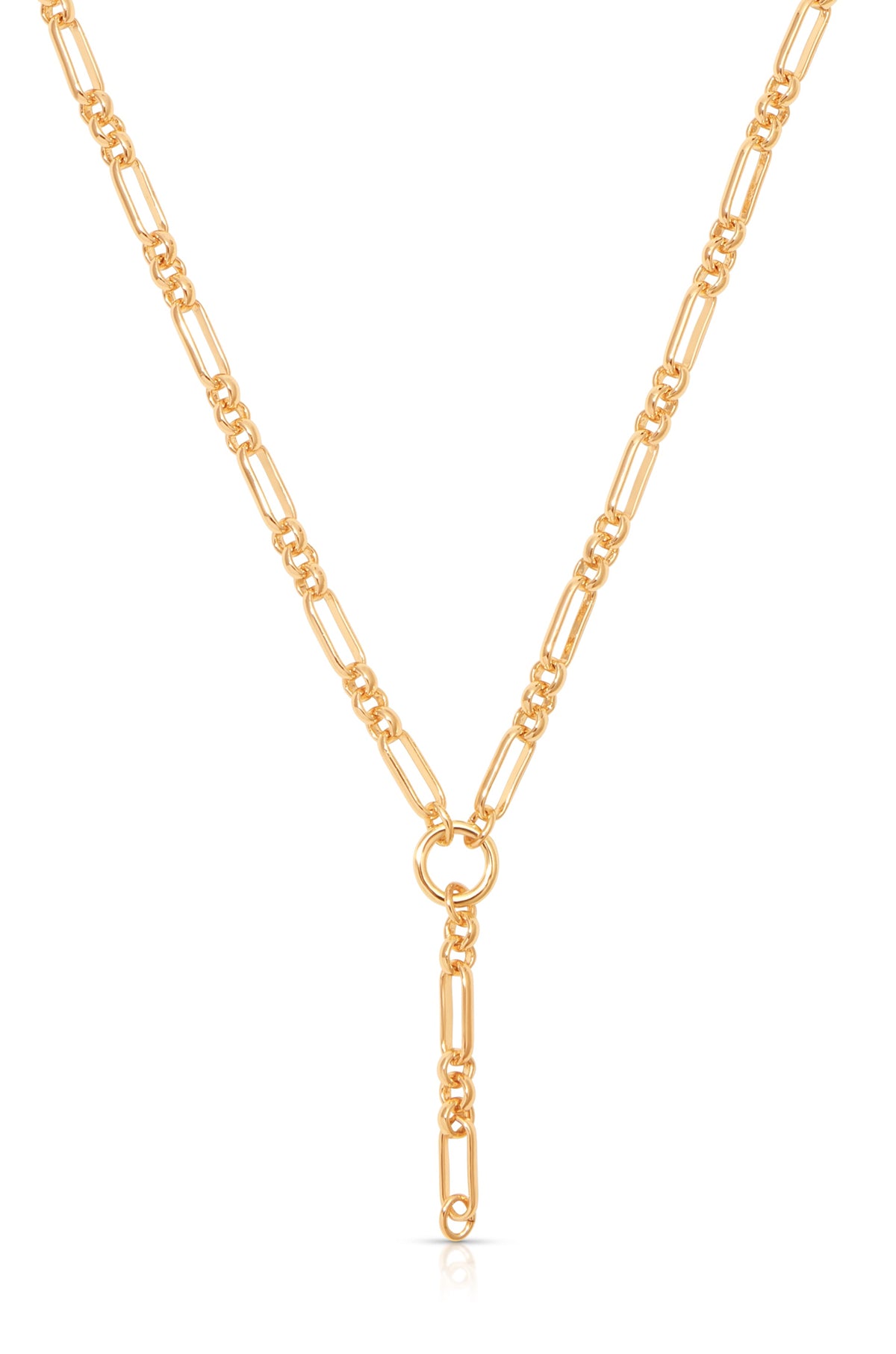 Mixed Link Chain Lariat - 18k Gold Plated | Ettika
