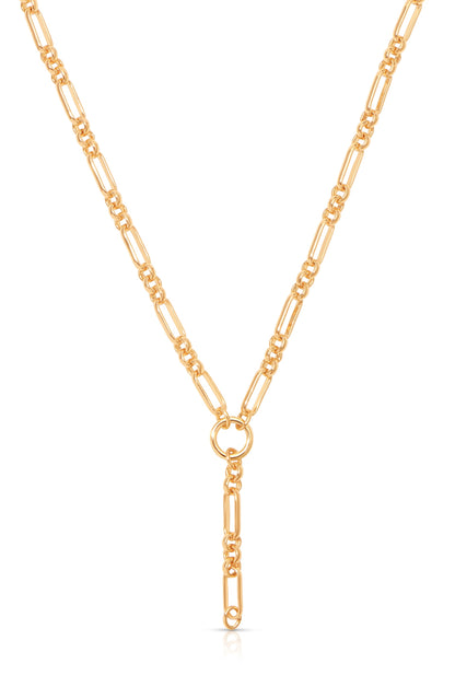 Mixed Link Chain Lariat - 18k Gold Plated | Ettika