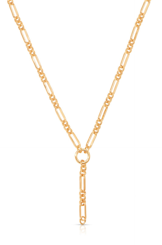 Mixed Link Chain Lariat - 18k Gold Plated | Ettika
