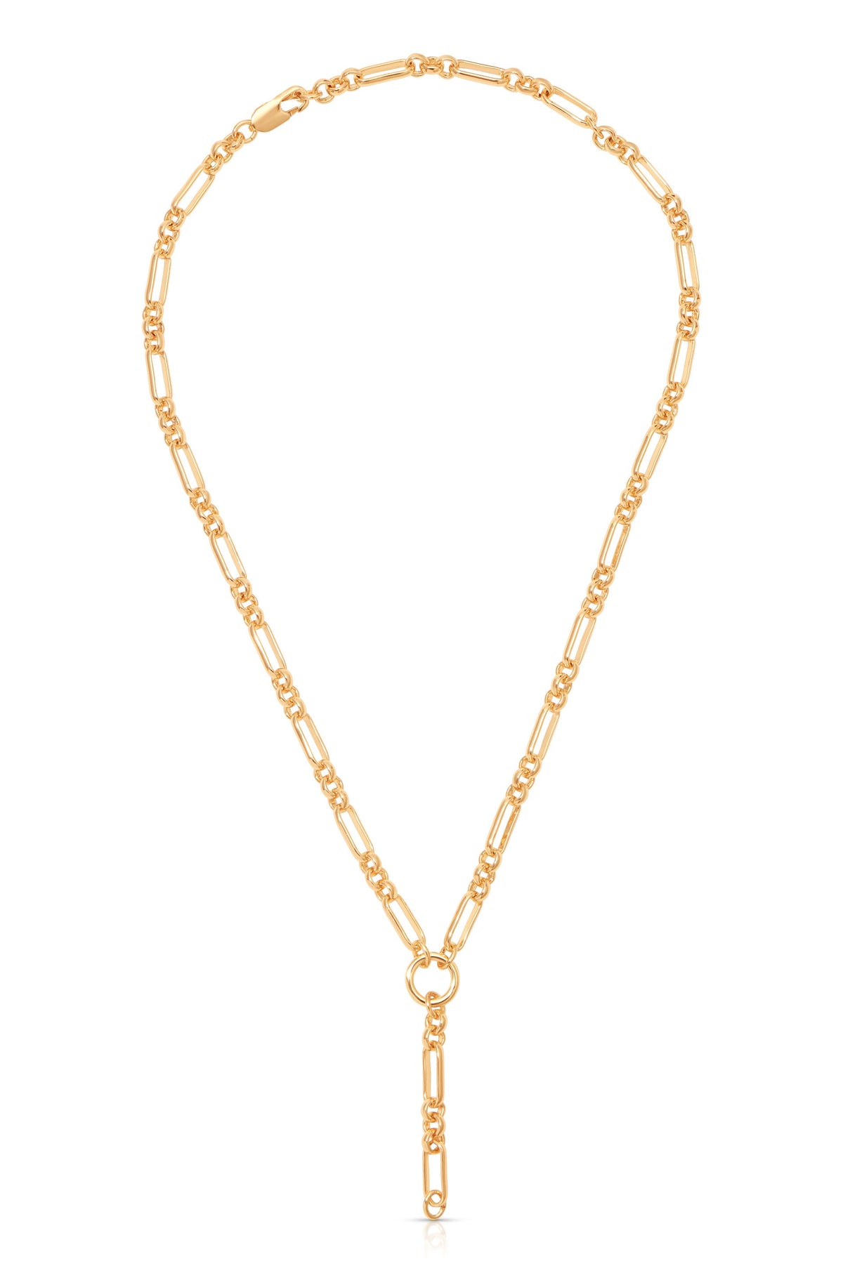 Mixed Link Chain Lariat - 18k Gold Plated | Ettika