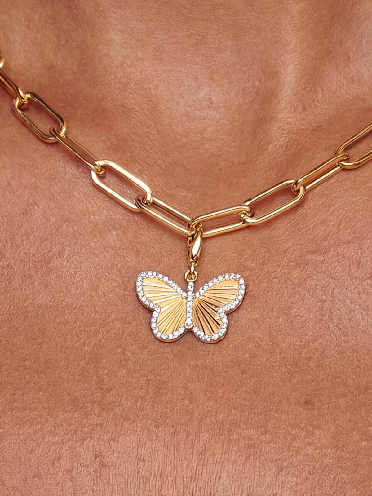 Butterfly Charm - Clear Crystal with 18k Gold Plating | Ettika