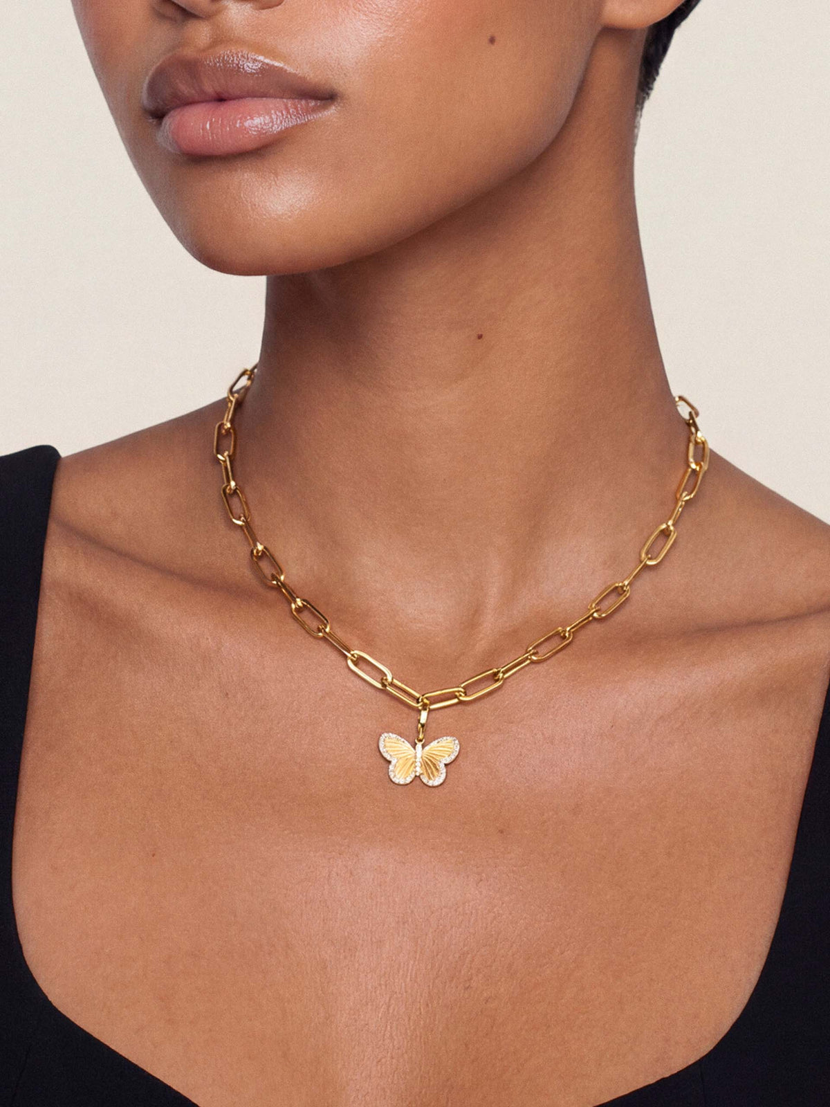 Butterfly Charm - Clear Crystal with 18k Gold Plating | Ettika