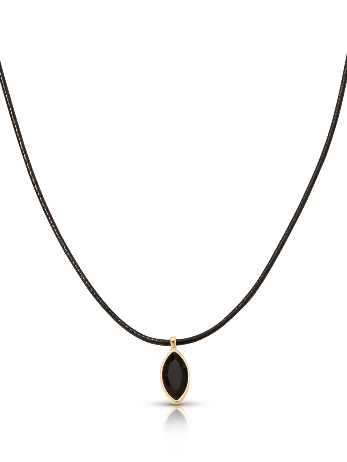 Marquise Onyx Cord Necklace - Black Cord with Black Crystal | Ettika