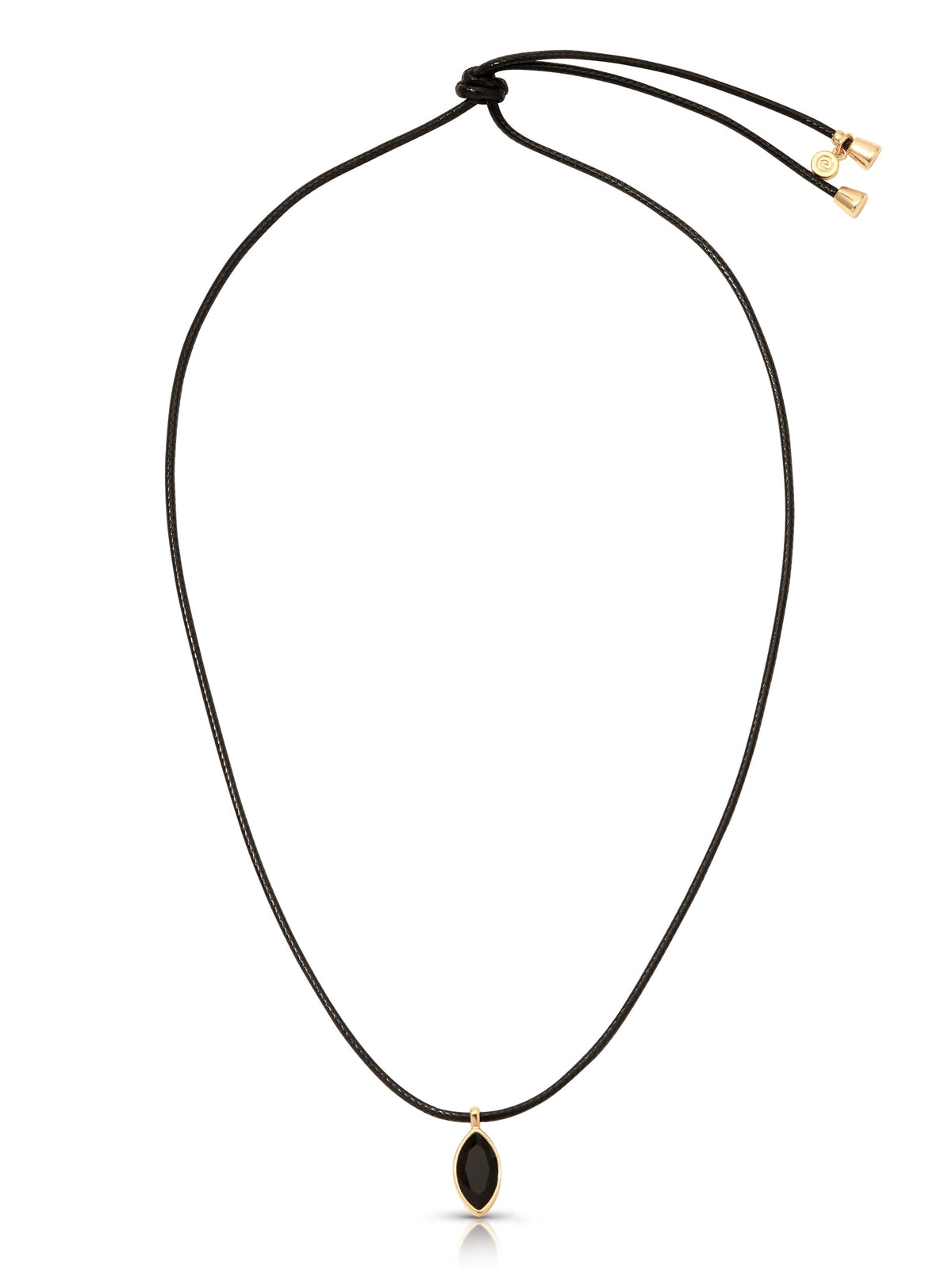Marquise Onyx Cord Necklace - Black Cord with Black Crystal | Ettika