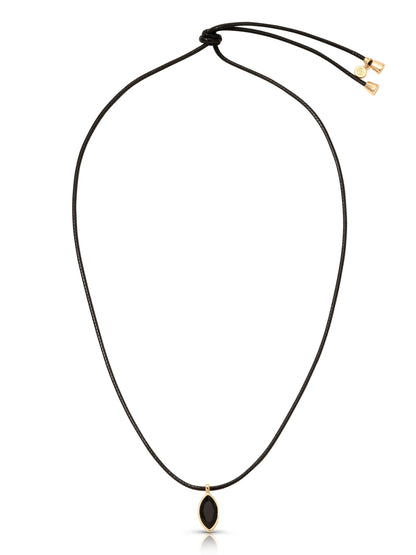 Marquise Onyx Cord Necklace - Black Cord with Black Crystal | Ettika