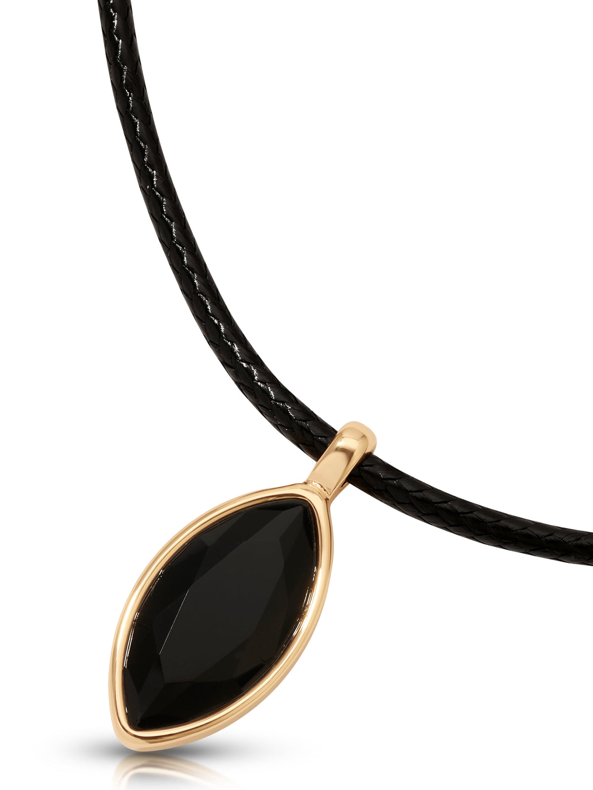Marquise Onyx Cord Necklace - Black Cord with Black Crystal | Ettika