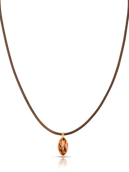 Marquise Champagne Cord Necklace - Chocolate Cord with Champagne Crystal | Ettika