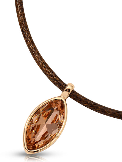 Marquise Champagne Cord Necklace - Chocolate Cord with Champagne Crystal | Ettika
