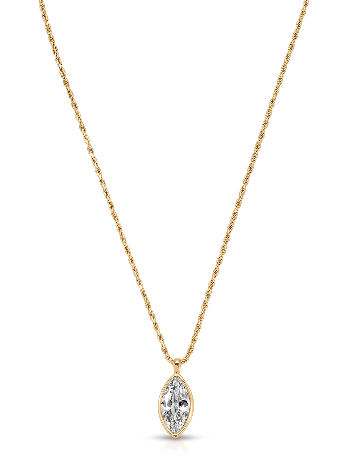 Marquise Crystal Pendant Necklace - Clear Crystal with 18k Gold Plating | Ettika