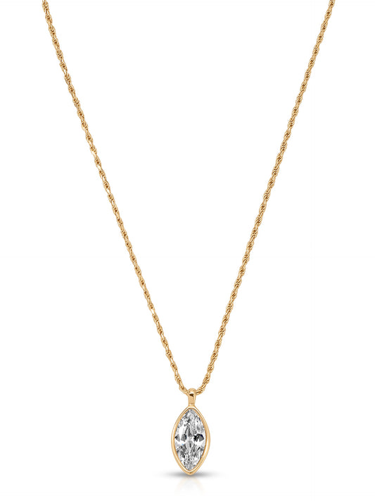 Marquise Crystal Pendant Necklace - Clear Crystal with 18k Gold Plating | Ettika