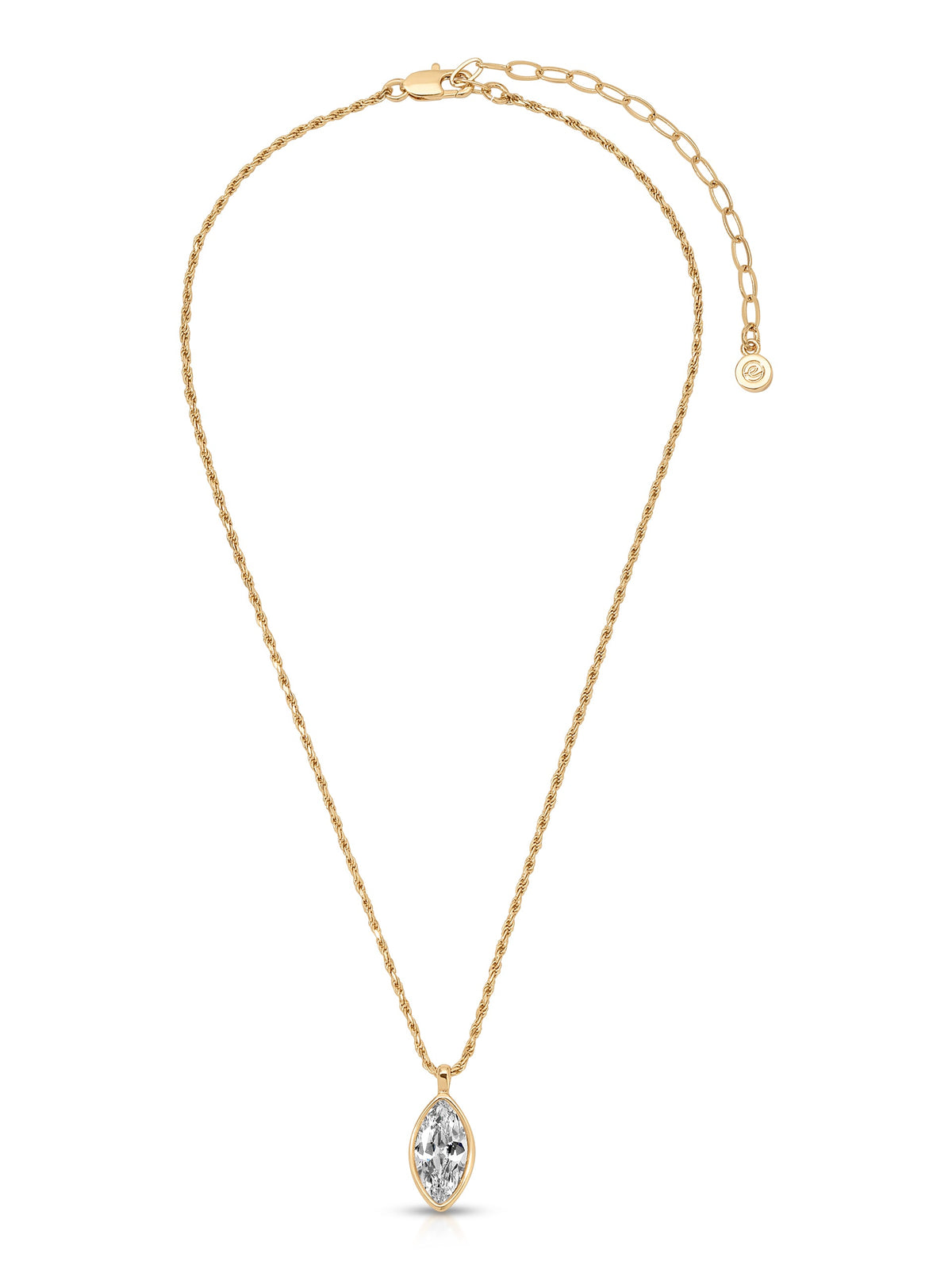 Marquise Crystal Pendant Necklace - Clear Crystal with 18k Gold Plating | Ettika
